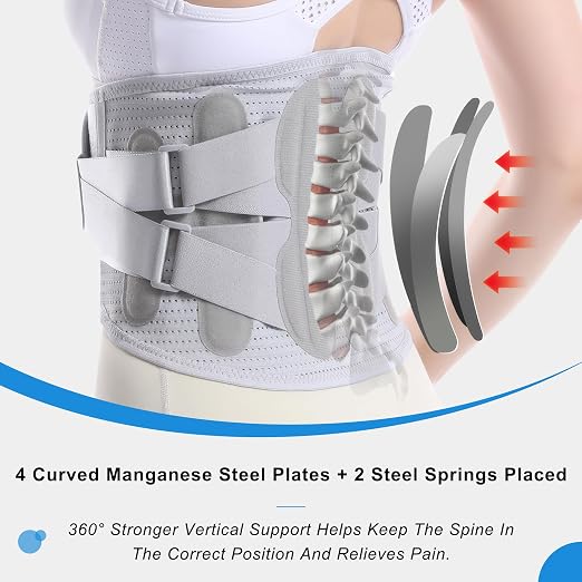 Back Brace for Lower Back Pain Relief for Men&Women Adjustable Lumbar Support Belt Breathable Mesh for Herniated Disc,Sciatica,Scoliosis with Removable 3D Pad Home&Work&Sports (Gray, X-Large)