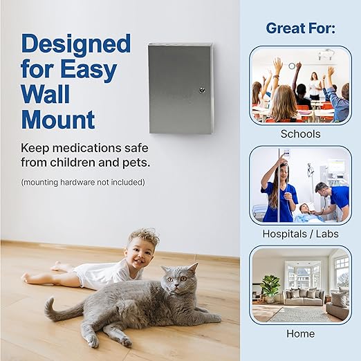 Graham-Field Locking Medicine Cabinet - Safe Narcotic, Drug & Medical Storage - Steel Double Doors & Locks