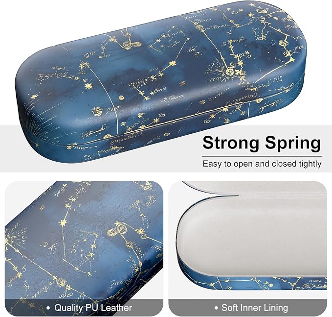 Hard Shell Leather Sunglasses Case,Classic Fashionable Cute Large Glasses Case for Women Men,Sunglass Eyeglasses