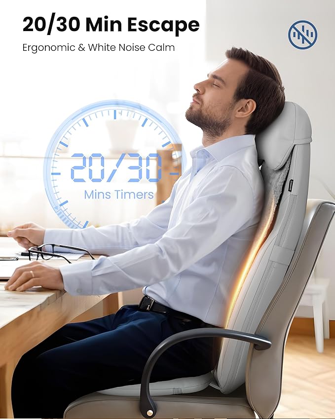 COMFIER Shiatsu Back Massager with Heat, Deep Tissue Kneading Chair Massager with Vibration, 2D/3D Shiatsu Massage Seat Cushion, Full Back Massage Chair Pad