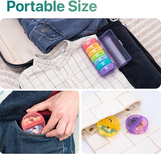 Sukuos Weekly Pill Organizer 7 Day 2 Times a Day, Large Daily Pill Box Easy to Open, AM PM Pill Case for Medicine/Vitamin/Fish Oil/Supplements (Purple)