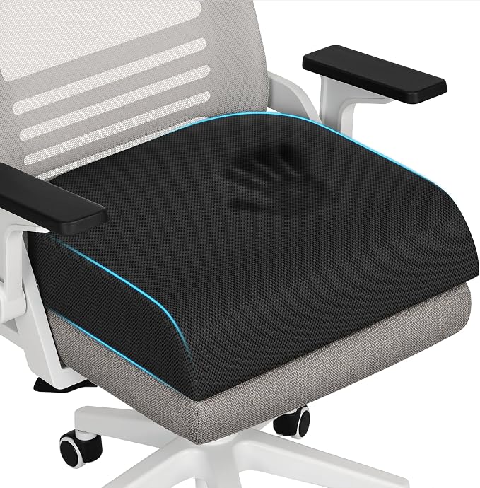 TranquilRelax 2XL Memory Foam Seat Cushion for Office Chair, 3.7-Inch, Black
