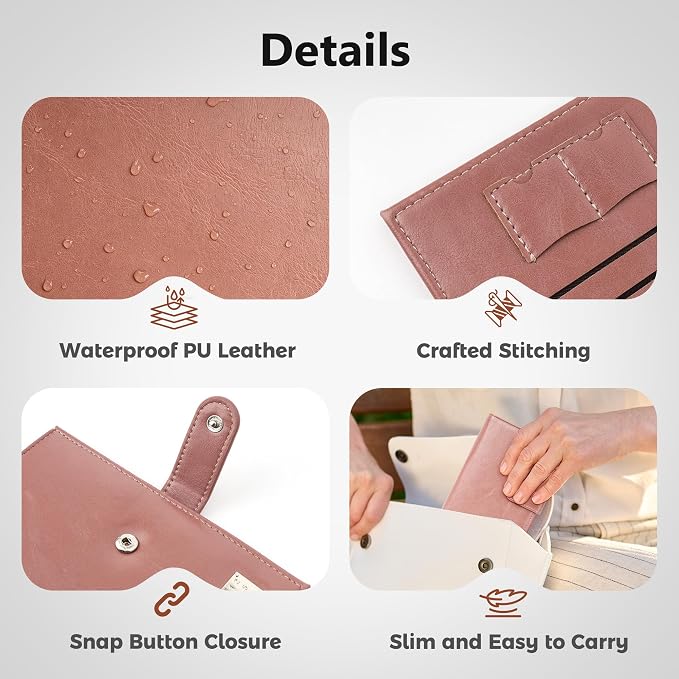 Veki Passport Holder for Travel, RFID Blocking Passport Cover, Pink | Passport Wallet, RFID Blocking, PU Leather, Durable Passport Case with Card Holder, Pen Slot, Travel Essentials for Women Men