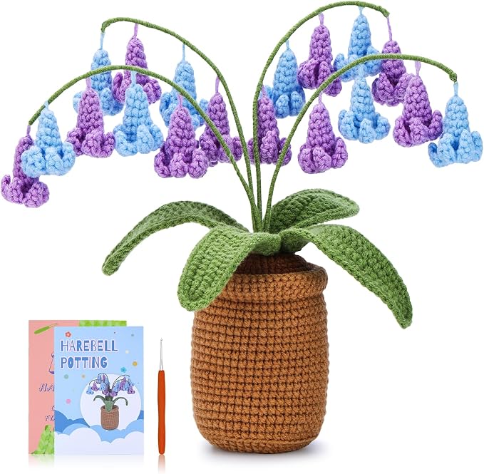 kgxulr Crochet Kit, Bluebell Crochet Kit for Beginners, Crochet Flowers Kit | Crochet Kit for Beginners Flowers, Beginner Crochet Kit for Adults, Birthday Party, Wedding, Mother's Day or Thanksgiving