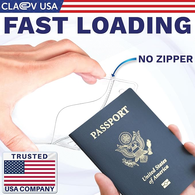 Claev Flexible and Tear Resistant Vertical 4x6 Passport & Card Holders (4x6 Extra Large (XXL), 100 Pack), Clear Zipperless ID Plastic Name Card Badge Holders for Travel, Conferences, Conventions | Bulk clear waterproof ID badge holders, fits 4 x 6 inse...