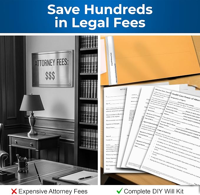 Complete Estate Planning Kit & Will Planner – Last Will and Testament, Living Will, Durable Power of Attorney, and Health Care Power of Attorney – Do It Yourself Legal Will and Testament Kit