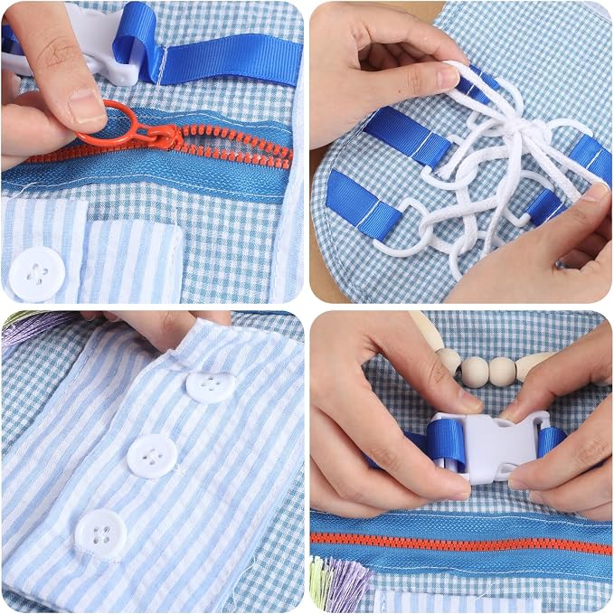 Preboun Fidget Blanket for Dementia Calming Comforting Dementia Activities Sensory Busy Blanket Gifts for Adults Seniors Elderly Alzheimers Autism, 20 x 12 Inches