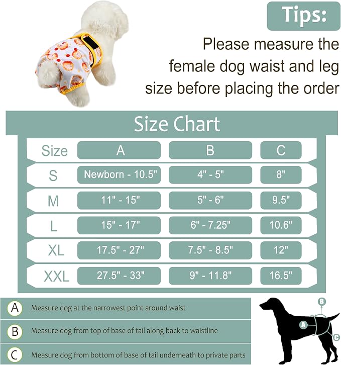 Female Dog Diapers - Premium Reusable Diapers for Doggie in Heat - Highly Absorbent for Pet Incontinence with Adjustable Snaps Rabbit, XL