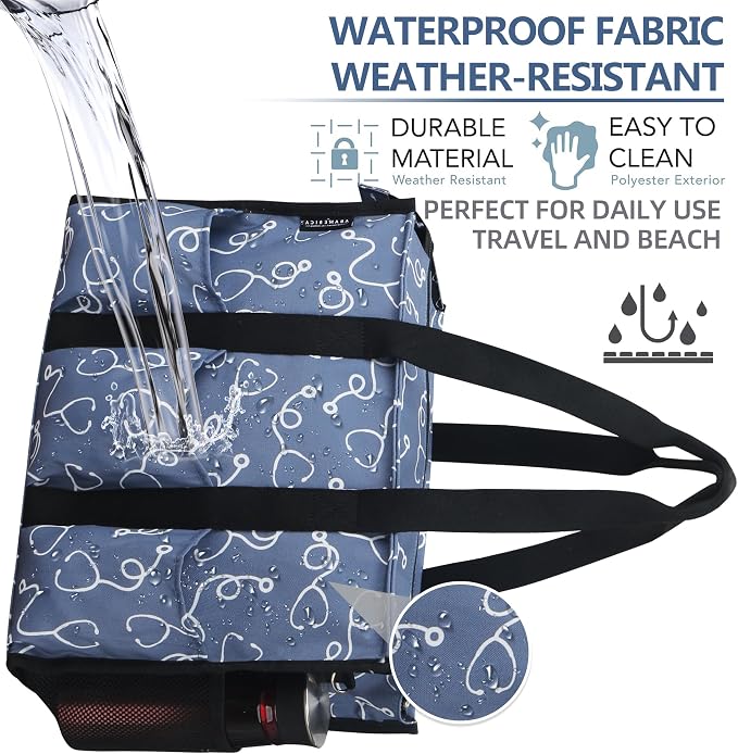 ABAMERICA Nurse Bags for Work Nursing Bag Multiple Pockets Waterproof Organizing Zip Top Clinical Bag for Nursing Students