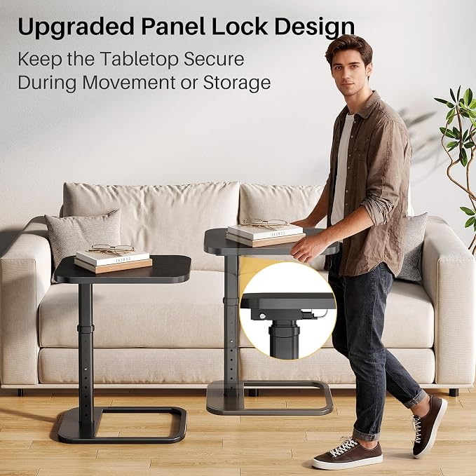 Adjustable Height TV Tray Table for Couch, Flip-Top Design | 19"-30" Height Range, 9-Position Lock System, Rounded Corners, Laptop Table, Snack Table, For Living Room & Bedroom