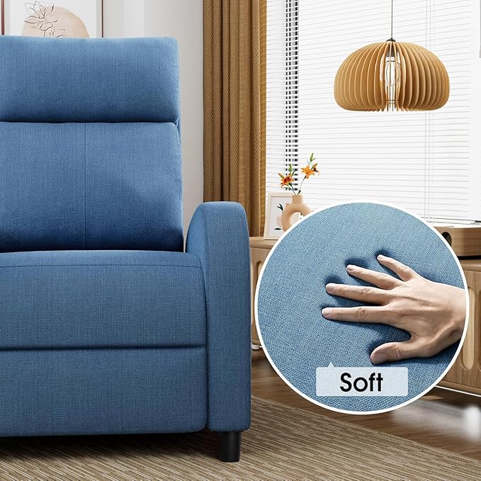 Homall Recliner Chair, Recliner Sofa Fabric for Adults, Blue Recliners | Home Theater Seating with Lumbar Support, Reclining Sofa Chair for Living Room