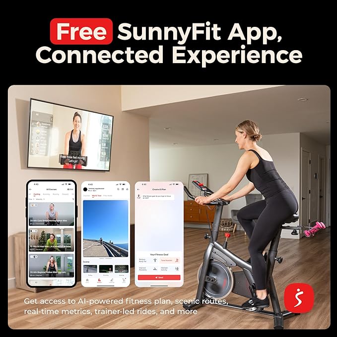 Sunny Health & Fitness ACTIVE Series Smart Exercise Bike with SunnyFit App Connection