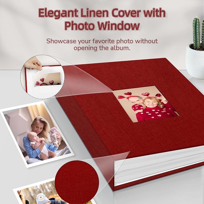 popotop Photo Album 4x6-100 Photos Photo Books with 100 Vertical Pockets,Linen Cover Albums for Family Wedding Anniversary Baby Vacation Pictures