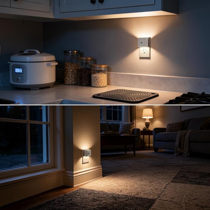 DORESshop LED Motion Sensor Night Light[2 Pack], Plug in Night Light with Motion Sensor, Brightness Adjustable Motion Activated Nightlight for Bedroom, Bathroom, Hallway, 3000K