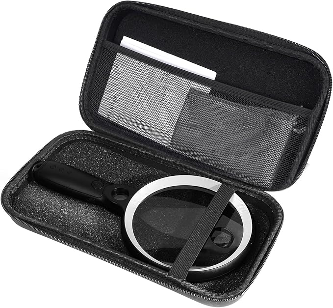 Large Magnifying Glass with 37 LED Light and Case, 10X 20X 45X Handheld Illuminated Lighted Magnifier with 3 Light Modes Rechargeable Magnifying Glass for Seniors Reading, Inspection (White & Black)