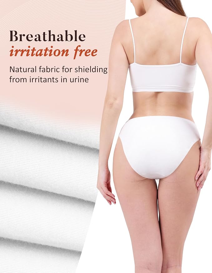 AIRCUTE Washable Leak Proof Incontinence Underwear for Women Absorbency Bladder Control Briefs 70ML,3 Pack (S, Black-Beige-White)