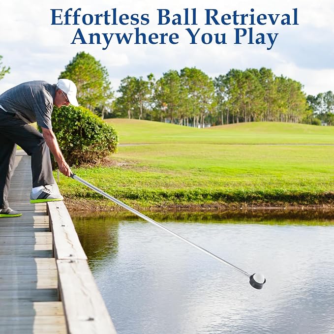 9Ft Golf Ball Retriever Telescopic, Stainless Golf Ball Retriever for Water, Golf Ball Grabber, Golf Accessories Gifts for Men Women