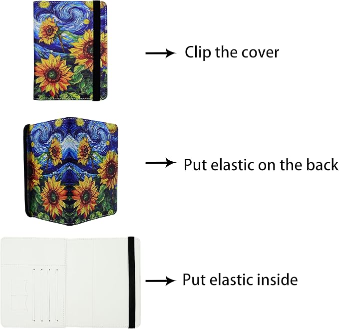 Passport Holder for Women and Men PU Leather Passport Cover for Travel (Sunflower)