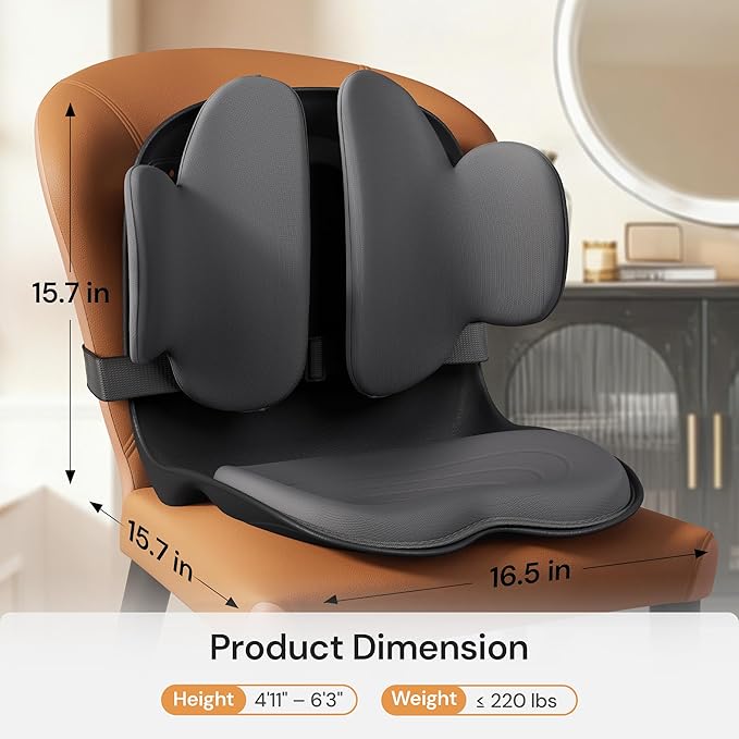 CabSupport M3 Ergonomic Seat Cushion Dynamic Lumbar Support Spineseat Patented Spine Alignment Ergonomic Posture Corrector, Ideal for Seniors & Teens, Breathable Design for Home, Office, Car& Gaming