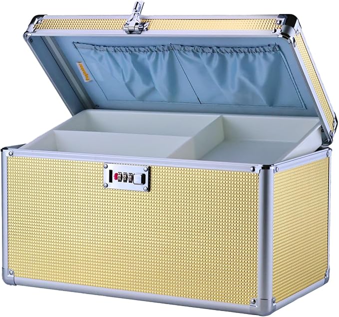 Medicine Lock Box with Code, Secure Multipurpose Locking Box | Portable Combination Storage Lockbox, Childproof Medication Organizer Case, Portable First AidBox with Removable Utility Tray