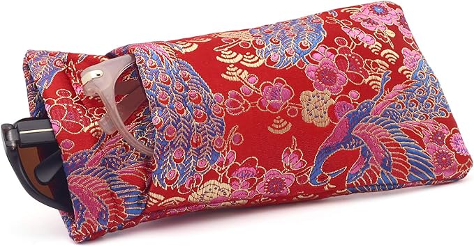 Face Shadow Double Glasses Case Soft Eyeglass Case For Women Men Squeeze Top Sunglasses Case With Cleaning Cloth