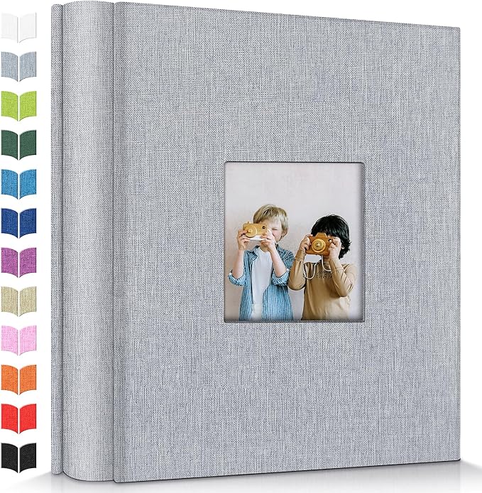 Artfeel Photo Album 4x6 with 600 Pockets,Slip-in Picture Albums,Linen Cover Memory Book with Front Window,White Page Vertical Photo Book for Wedding,Family,Anniversare,Baby,Vacation