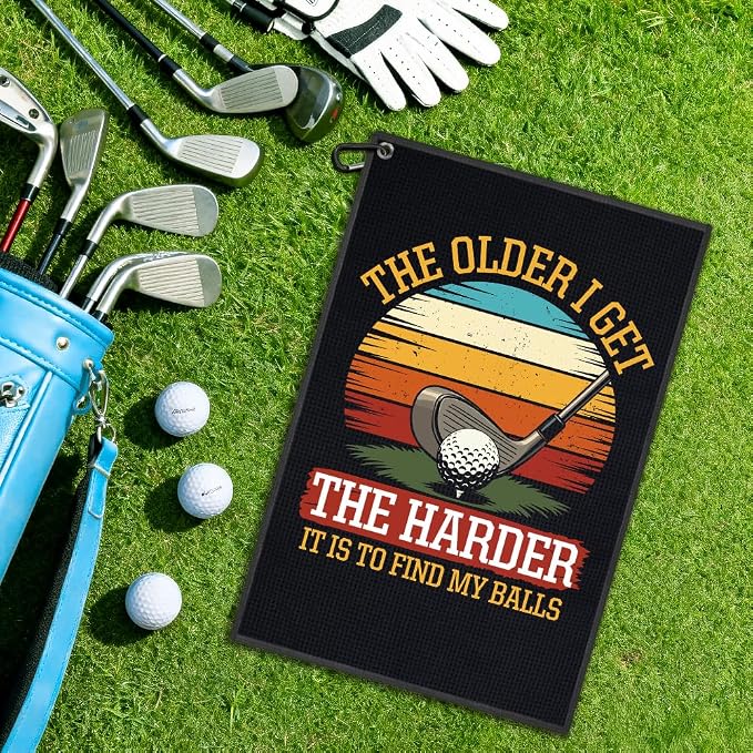 The Older I Get The Harder It is Golf Towel, Funny Golf Bag Towel with Clip for Men, Retro Golfing Accessories for Men, Father Day Retirement Gifts for Golfer Fan, Golfing Gifts for Dad Grandpa