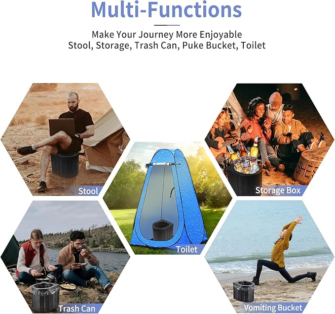 Portable Toilet for Camping, Potty Adults, Porta Travel Commode Bucket Car, Travel, Outdoor, Hiking, Backpack, Trips, Tent, Boat, Beach, Traffic Jam, Home