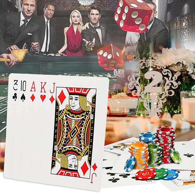 SeptCity Jumbo Playing Cards, 3.5 X 5 Inches Super Big Giant Game Theme Full Deck Huge Poker Oversize Decorations of Magic Party (1 Pack) (2 Times)