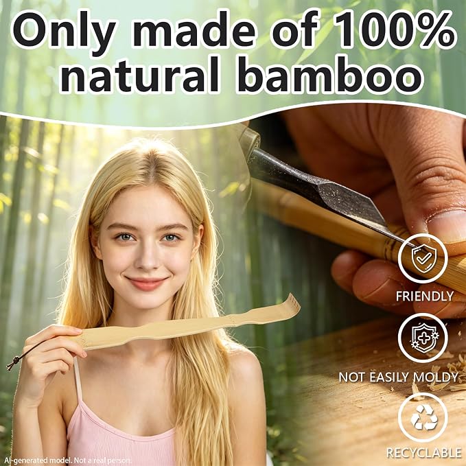 4Pcs Back Scratcher Set, Bamboo & Extendable Stainless Steel | Bear Claw Back Scratcher,BackScratcher Gift for Elderly Men Women Adults (Natural+Black)