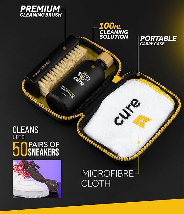 Crep Protect Sneaker Cleaner Kit - Deep Cleaning Shoe Cleaner for White Shoes, Leather, Suede, Nubuck & Canvas | Brush, Solution & Microfiber Cloth Included