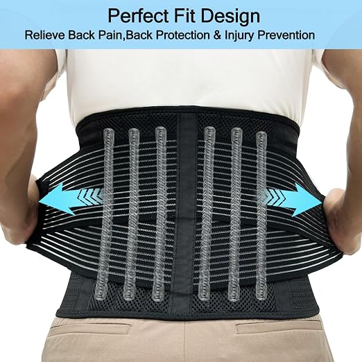 TESETON Back Brace for Women and Men, Back Support Belt for Lifting at Work, Back Stretcher for Lower back Pain Relief, Scoliosis, Sciatica,Herniated Disc,Protect Belt,03 Black XXXL