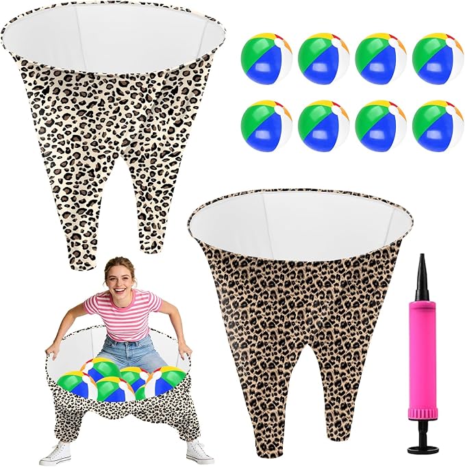 Granny Pants Game, Granny Pants Outdoor Game with 4PCS Granny Pants 16 Bouncy Balls & 1 Air Pump（Random Color）, Granny Pants Yard Game for Adults and Family Entertainment Group Activities