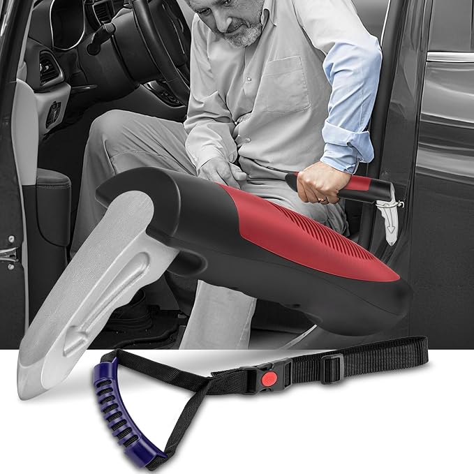NINEMAX Car Door Handle for Elderly, Car Handle Assist (1 pc with Strap) | Portable Vehicle Entry Assist, Provides Stable Grip for Seniors, Lightweight Car Cane Design, Fits Most Vehicles