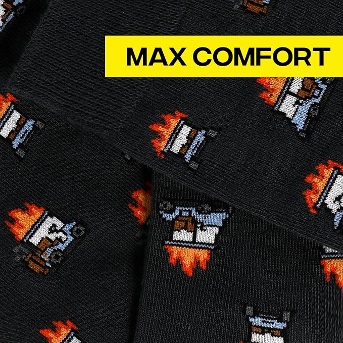 ZEETY Golf Socks – Funny Cart on Fire Novelty Socks, Golf Accessories and Gifts for Men and Women, 1 Pair per Pack, Size 9-13