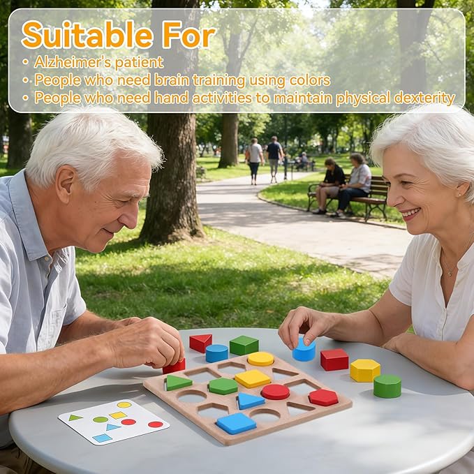 Dementia Puzzles Gifts for Seniors, Activity Kits for Dementia Patients, Fidget Sensory Products for Alzheimers，Pattern Blocks Set for Fractions, Symmetry, Patterning and Creativity
