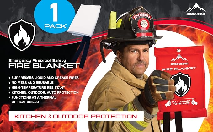 Fire Blanket 1080 Pack 40”x40” - Fire Blankets Emergency for Home and Kitchen - Emergency Blankets for Survival - Home House Safety Supplies kit Must Haves - Firemen Safety Gifts and Essential Stuff