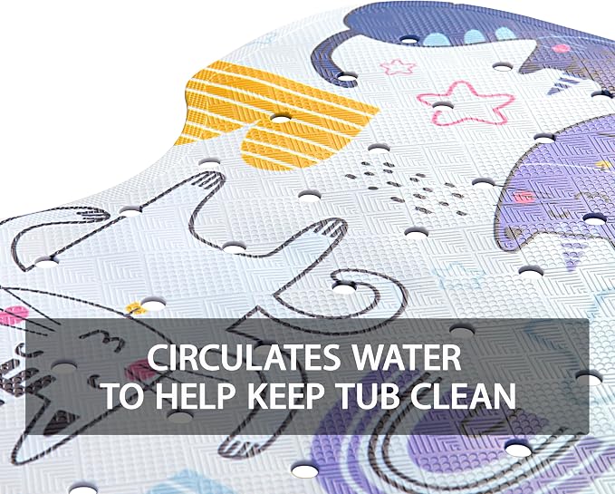 YINENN Bath and Shower Safety Mats 40x16 inch, Non Slip with Suction Cups for Bathroom Stall and Tub Floor, Extra Large and Machine Washable, Drain Holes Keep Bathtub Clean, Colored Cats