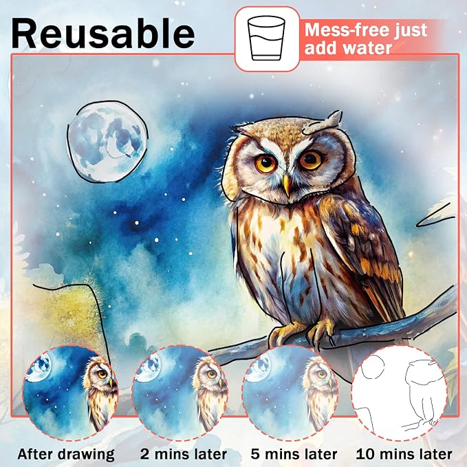 36Pcs Dementia Activities for Seniors,Reusable Water Coloring Set for Dementia Memories Activities, Adults Seniors Toys Games with Painting Brush Drawing Gifts (Forest)
