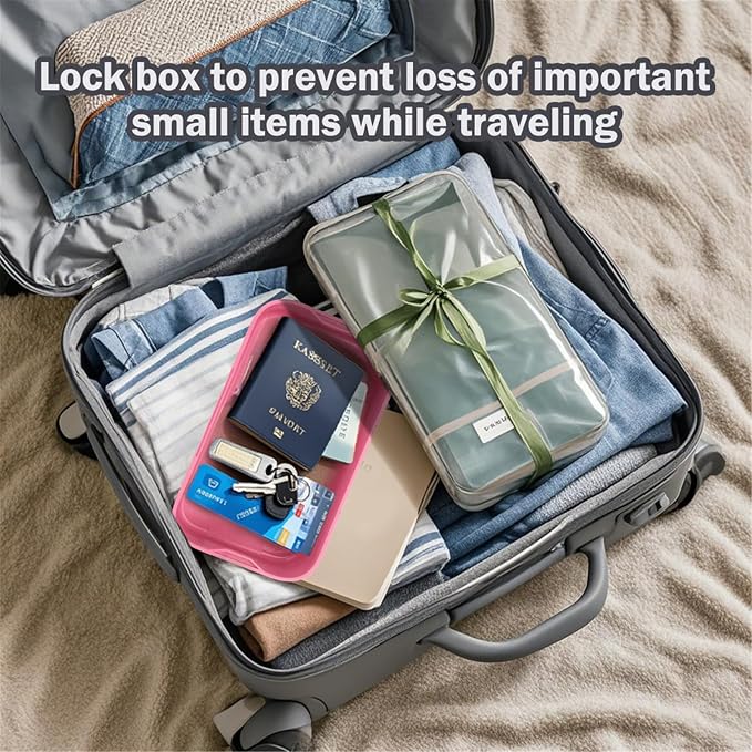 Small Lock Box, 9.25" x 5" x 3.6" Lockable Storage Safe Box for Medicine Phone for Home(Berry)