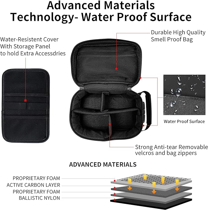 IDEATECH Smell Proof Bag, Stash Box Odor Proof, Smell Proof Containers with Lock, Odorless Travel Storage Bag, Home Organizer Case Lock Box with Accessories, Smell Proof Box Gift for Women/Men