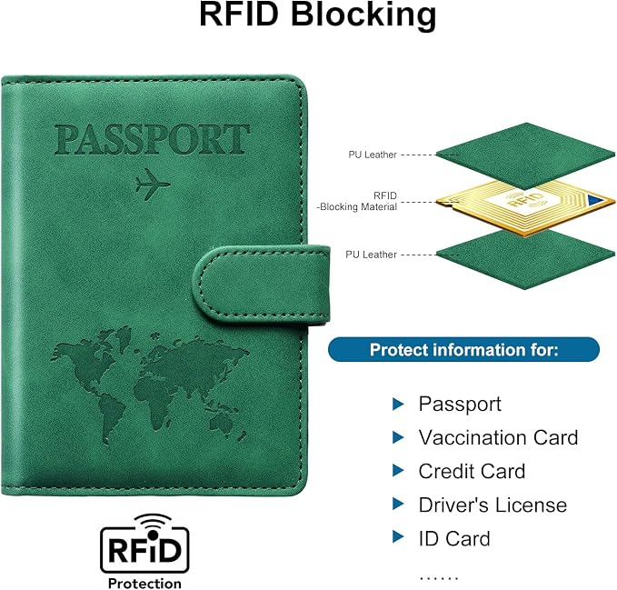 Passport Holder for Travel Women and Men RFID Passport Holder with Card Slots Holder Passport Case Passport cover Passport Wallet Travel Essentials and Accessories