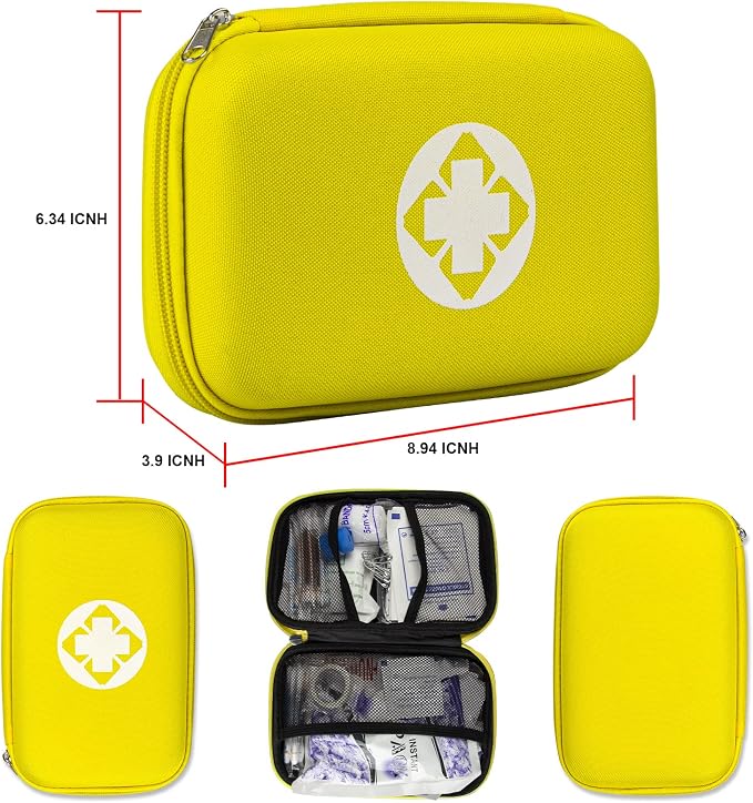 First Aid Kit Car Home Emergency Essential Kits - Yellow 277Pcs YIDERBO | Basic Hiking Supplies Survival Gear First Aid Set Camping Backpacking Sports