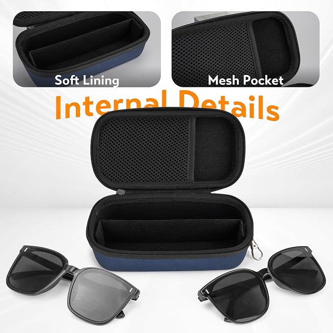 Double Eyeglasses Case, Hard Shell Dual Glasses Case Travel Sunglasses Organizer for Men Women