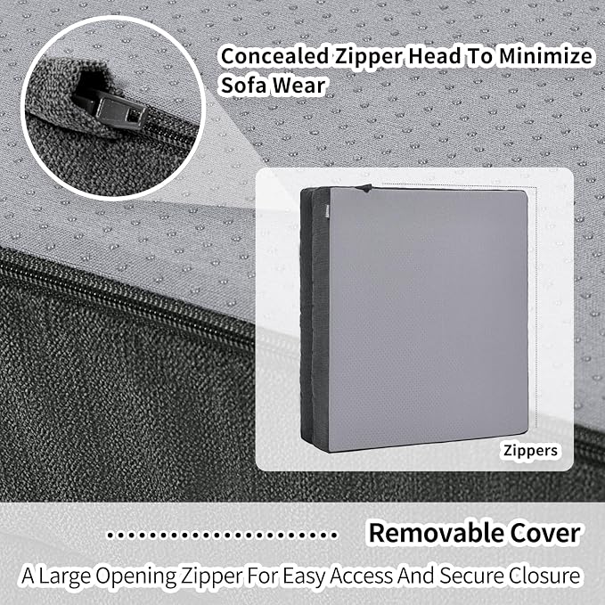 Recliner Cushions for Elderly with Lumbar Support, Patent Design 20x20x5 Inch Thick Chair Cushion Soft Tufted Dual Layer Booster Seat Cushions for Seniors Recliner Risers Gray 1 Set