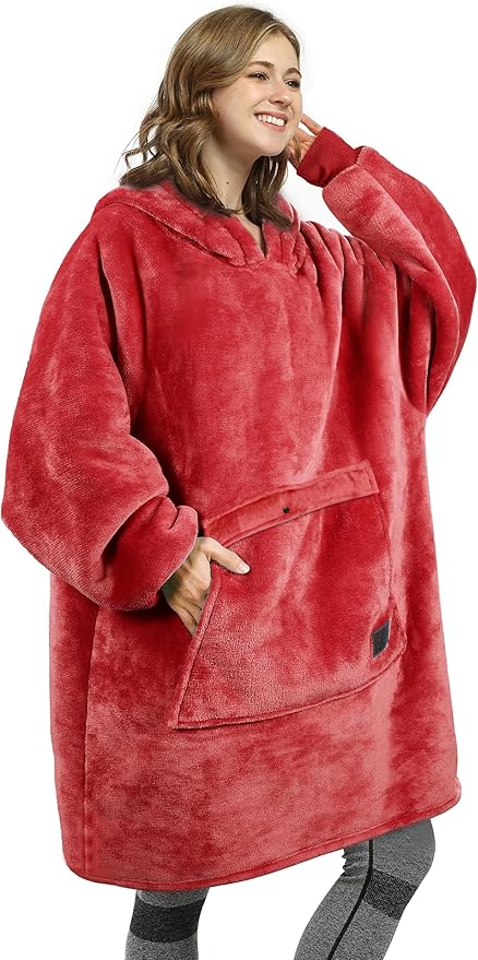 Catalonia Oversized Blanket Hoodie Sweatshirt, Wearable Sherpa Lounging Pullover for Adults Women Men