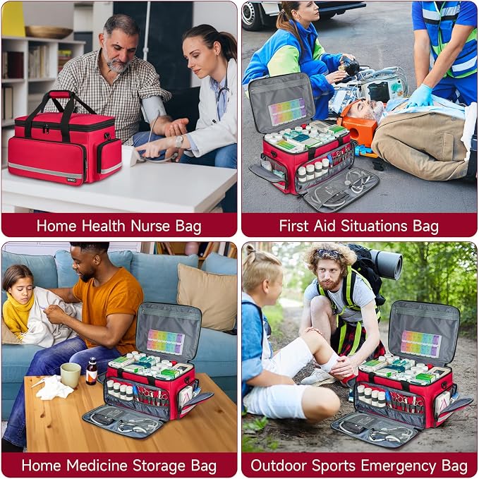 LEFOR·Z Medical Bag,First Aid Bag Empty,Home Health Nurse Bag with Detachable Divider,Medical Supplies Storage Tote for Nursing Student,Therapist,Doctors(Bag Only)