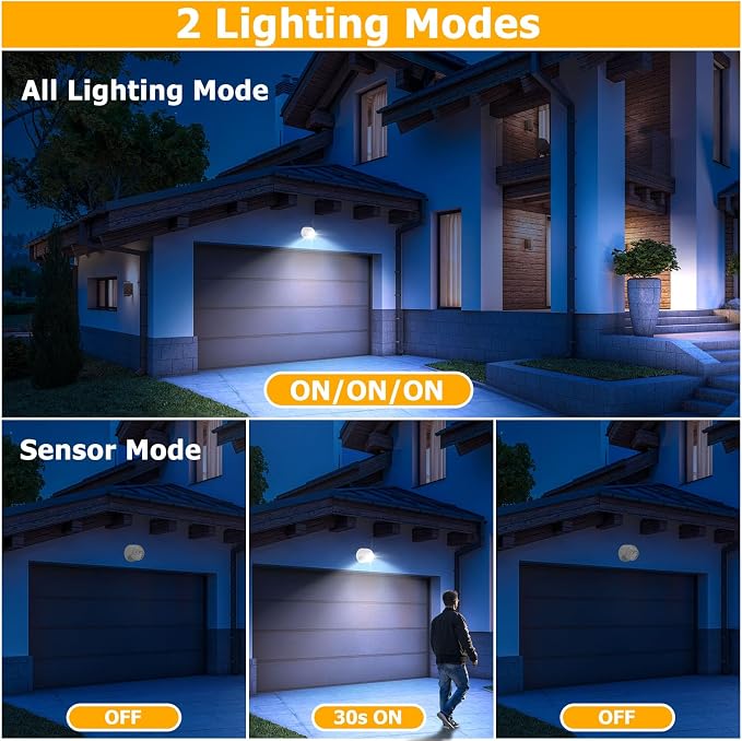 Motion Sensor Outdoor Lights - Outdoor Motion Sensor Light Battery Operated Wireless Spotlight Motion Detector Security Light Auto On Off for Sheltered Porch Stair Hallway Garage Wall Shed (2 Pack)