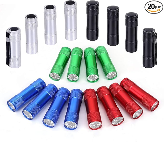 FASTPRO 20-Pack Aluminum 6-LED Flashlights Set with Lanyard and AAA Batteries Included and Pre-Installed