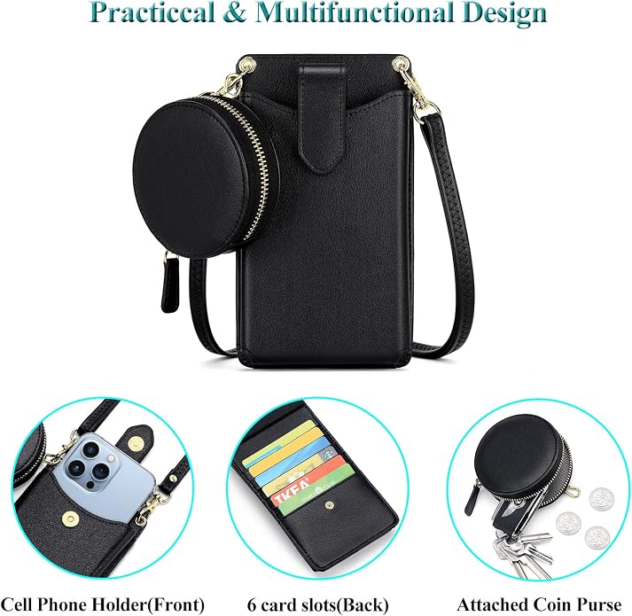 Peacocktion Small Crossbody Cell Phone Purse for Women, Lightweight Mini Small Crossbody Bags for Women with Card Slots